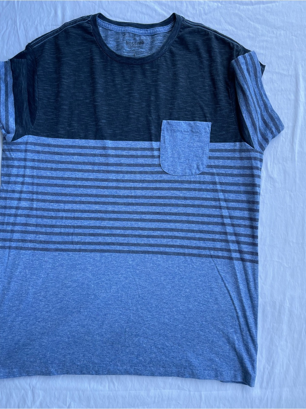 Mossimo Supply Co. Blue and Black Striped Pocket Tee